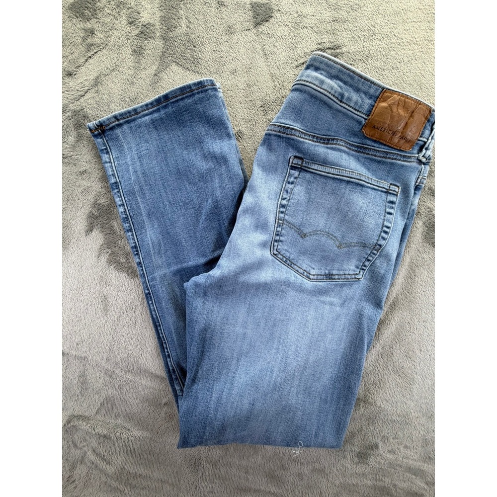 American Eagle AirFlex+ Straight Leg Jeans Blue Light Wash 36x36 2494739108